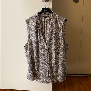 V-Neck Ruffle Neck button Down Blouse